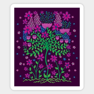 FLOWER BURST Floral Botanical Still Life Flowers in Bright Fuchsia Hot Pink Purple Green Blue - UnBlink Studio by Jackie Tahara Magnet